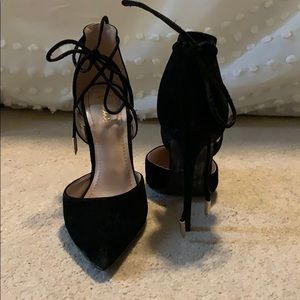 Black lace heels